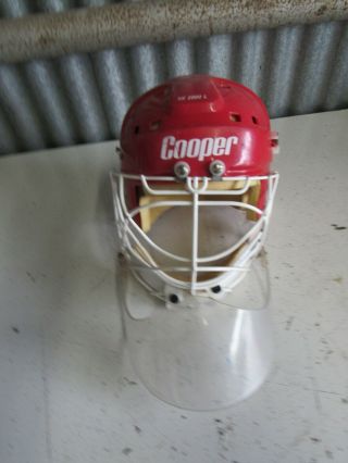 Vintage Cooper Sk 2000 L Hockey Goalie Helmet With Hm30 Cage Mask Red Good Shape