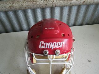 Vintage Cooper SK 2000 L Hockey Goalie Helmet With HM30 Cage Mask Red Good Shape 2