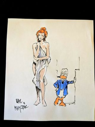 Val Mayerik Howard The Duck & Beverly Hand Painted Comic Art 8 " X11 "