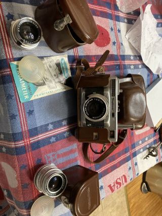 Vintage Voigtlander Vitessa T 35mm Camera W/ Case,  And Two Extra Lens’s