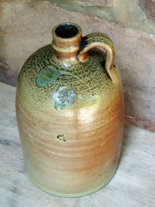 Antique Southern Stoneware Jug Primitive Pottery Whiskey Salt Glaze