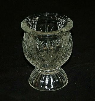 Avon Fostoria Clear Glass Votive Candle Holder Diamond Point Pineapple Designs