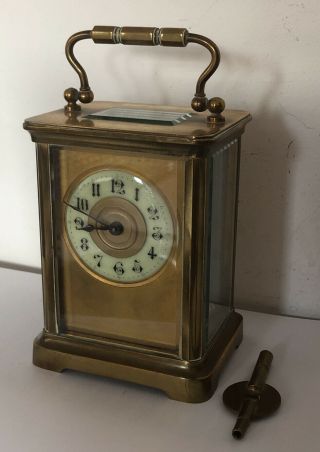 Antique French R & Co Brass Carriage Clock - Key 1900