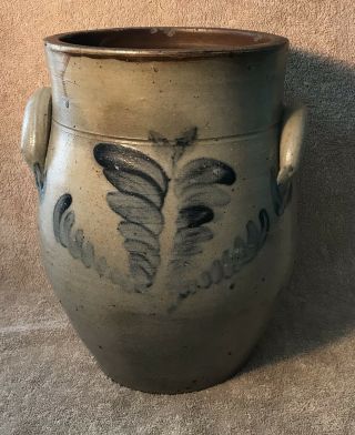 Antique Stoneware Salt Glazed Crock Jar Jug.  Any Overage Refunded.