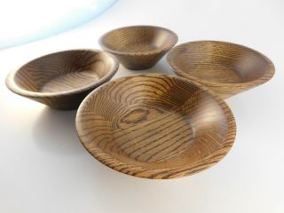 Vintage Didware Heirloom Walnut Wood Bowls 6 " Made In Usa Mid Century Set Of 4