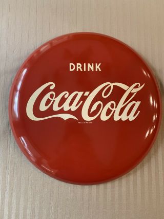 Vintage Coca Cola 12 Inch Round Metal Advertising Curved Button Sign
