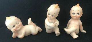 Vintage Lefton Kewpie Doll Baby Vintage Set Of 3 Figurines Porc.  Marked Kw913