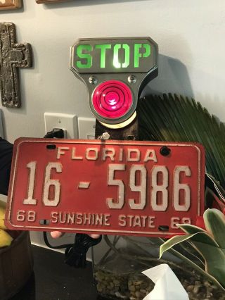 Rare Vintage Stop Light Truck Trailer Hitch W Old Florida License Plate