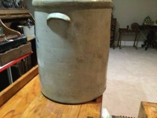 Antique 6 Gallon Bee Sting Blue Decorated Stoneware Crock With Handles 3