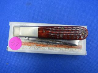 Vintage 1965 - 70 Case Xx 6205r Barlow Knife Red Bone One Arm Razor Long Pull Rare