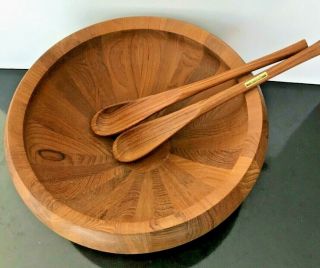 Huge Dansk Designs Jhq Quistgaard Staved Teak Wood 16 " Salad Bowl & Tongs