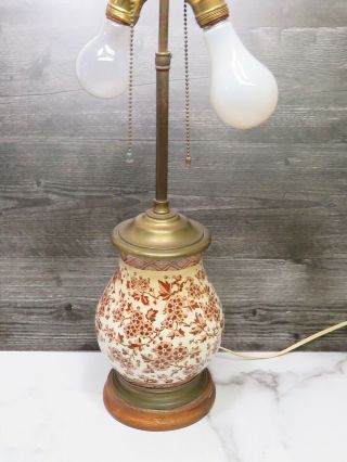 Antique Eastlake Aesthetic Movement Brown Transferware Floral Table Lamp
