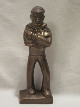 Vintage Solid Brass Or Bronze Metal Angry Sailor Statue 6 " Navy Figure Art