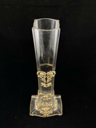 Antique Glass Vase Gold Bronze Ormolu Mounts Swag Baccarat Style Filigree France 3