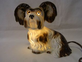German Plug,  E Vintage German Porcelain Perfume Lamp Night Light Terrier Dog ^