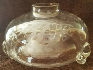 Antique Hand Blown Etched Clear Glass Fly Trap Catcher Asian Motif