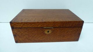Vintage Antique Silky Oak Fiddle Back Dove Tail Wooden Jewellery Box Velvet Line