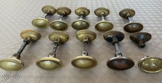 Vintage 1920 ' s Oval Brass Door Handles,  Copper Backplates,  Brass Collars,  Screws 2