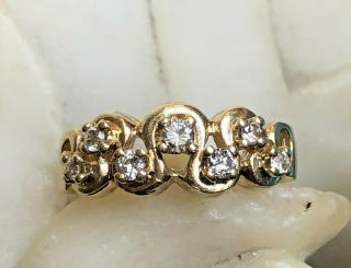 Vintage Estate 14k Gold Diamond Ring Band Wedding Anniversary Signed Lib