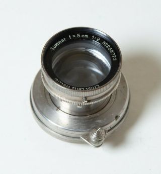Vintage 1930s Leica Summar 50mm F2 Lens,  M39 Screw Mount,  Collapsable