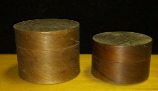 Antique Set Of 2 Round Wooden Nesting Boxes