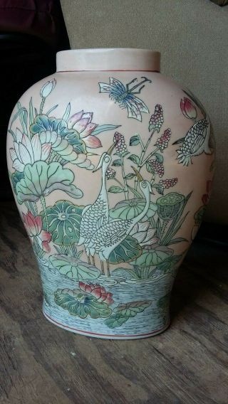 Antique Chinese Famille Porcelain 12 " Planter Vase - Cachepot - Jardiniere - Pot