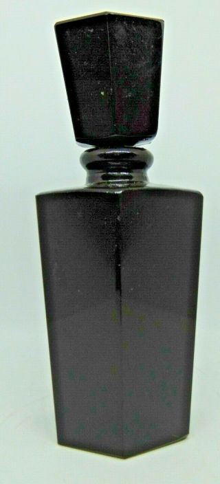Vintage Art Deco Czech Black Glass Hex Scent Or Perfume Bottle 5.  5 " Tall