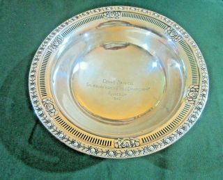 Vintage Mueck Carey Sterling Silver Footed Royal Rose 10 " D Bowl 320 Grams