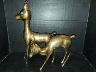VTG Large Mid Century Hollywood Regency Brass Deer Bambi Doe Fawn 3