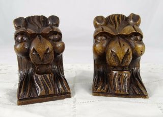 Antique French Pair Hand Carved Lion 
