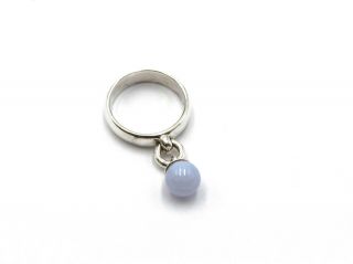 Vintage Tiffany & Co Sterling Silver Lavender Agate Ball Dangle Ring 8458 - 10