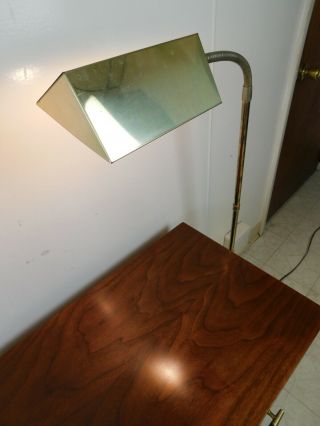 Vtg Berman Mid Century Modern Brass Floor Reading Goose Neck Diamond Head Lamp