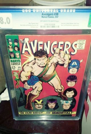 Avengers 38 (1966) Cgc 8.  0 Hercules Captain Amweica Marvel