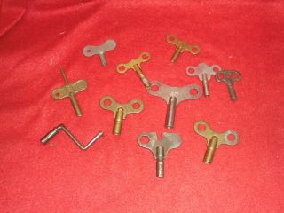 Group Of 11 Antique Clock Keys - - Various Sizes