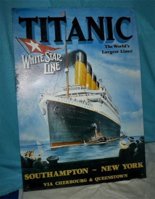 Titanic White Star Line Tin Sign Cruiseliner Nautical Wall Decor Metal Poster