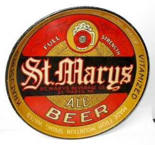 Vintage 1930`s St.  Marys Ale Beer Serving Tray,  Rare