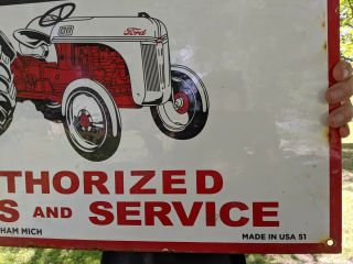 LARGE HEAVY OLD VINTAGE 1951 FORD TRACTOR PORCELAIN SIGN DEARBORN FARM EQUIPMENT 3