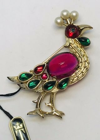Rare Vintage Trifari Alfred Philippe Moghul Jewels Of India Peacock Pin