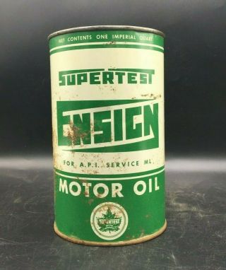 Rare 1950’s Vintage Supertest Ensign Motor Oil Imperial Quart Can