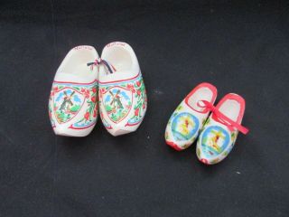 2 Vintage 5 " Other 3.  1/2 Miniature Dutch Holland Wood Wooden Shoes Clogs