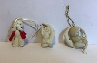 3 Snow Babies Dept 56 Ornaments Mittens Moon
