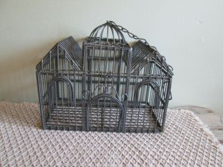 Vintage Hard Metal Twisted Wire Hanging Bird Cage