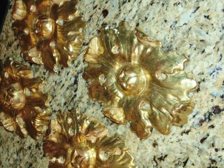4 - 19th C French / Italian Gold Gilt Wood Carved Floral Wall Decorations,  8 