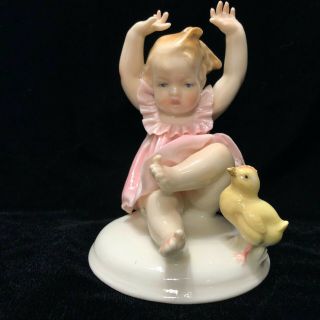 Vintage Karl Ens Volkstedt Baby Girl Toddler & Chick