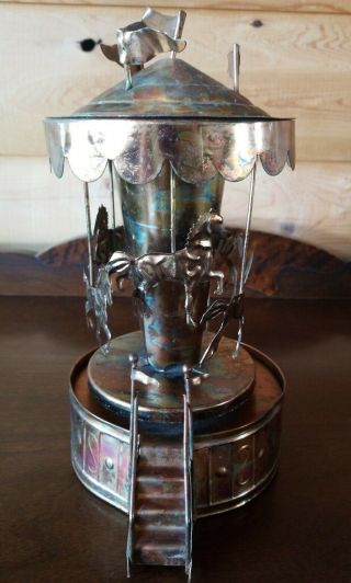 Vintage Horse Carousel (Let Me Call You Sweetheart) Copper Music Art Piece 2