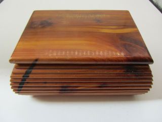 Vintage Small Cedar Wood Trinket/ Keepsake Box With Hinged Lid