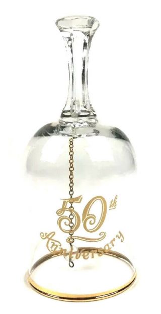 Vintage “50th Anniversary” Gold Trimmed Glass Bell (6”x2.  5”)