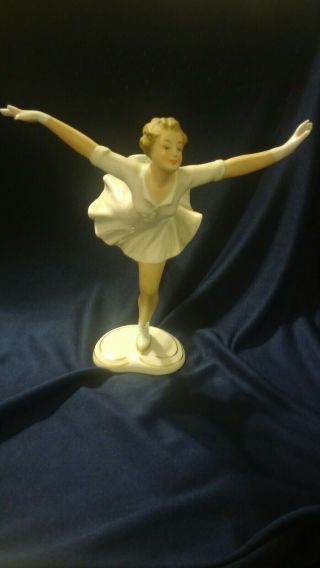 Extremely Rare Vintage Porcelain Wallendorf Skater Figurine 1953 - 1962 Stamp 1384