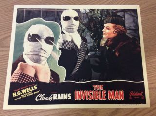 Vtg Lobby Card 1933 The Invisible Man Claude Rains Realart Pictures