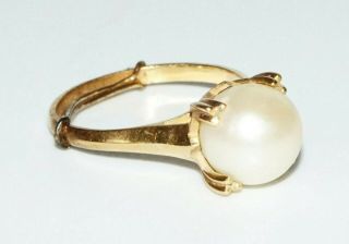 Vintage 18k Yellow Gold Ring Sz 6.  5 W.  1x Pearl Accents (sar) 366